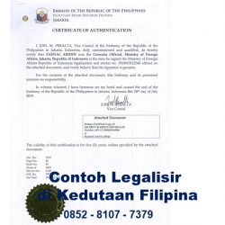 Contoh Legalisir di Kedutaan Filipina