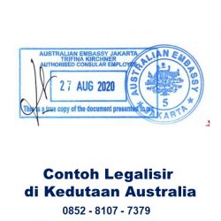 Contoh Legalisir di Kedutaan Australia
