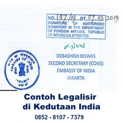 Contoh Legalisir di Kedutaan India